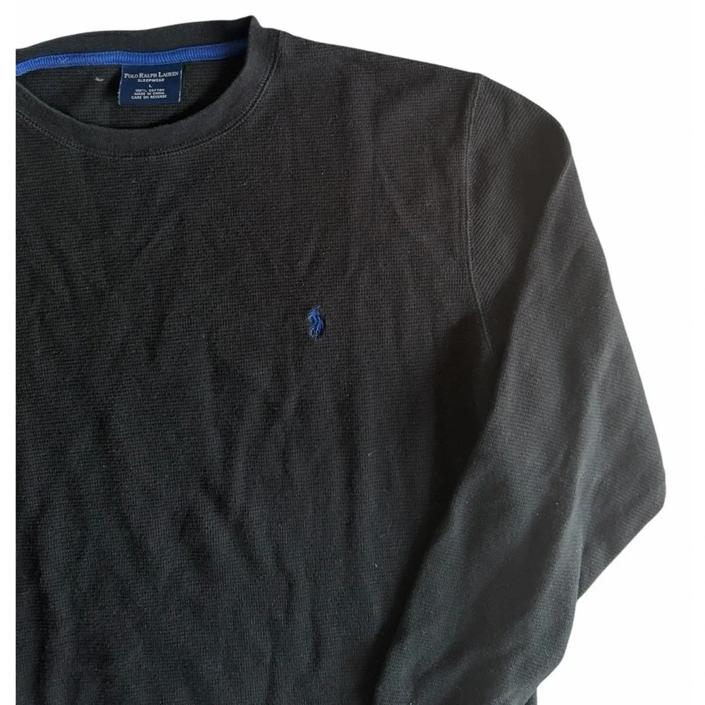 Polo Ralph Lauren‎ Thermal Shirt Men's Large Black Waffle Knit Pony Logo